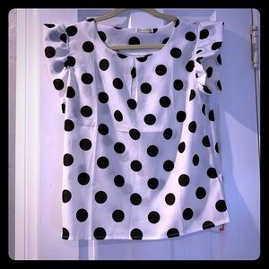 Black and white polka dot blouse